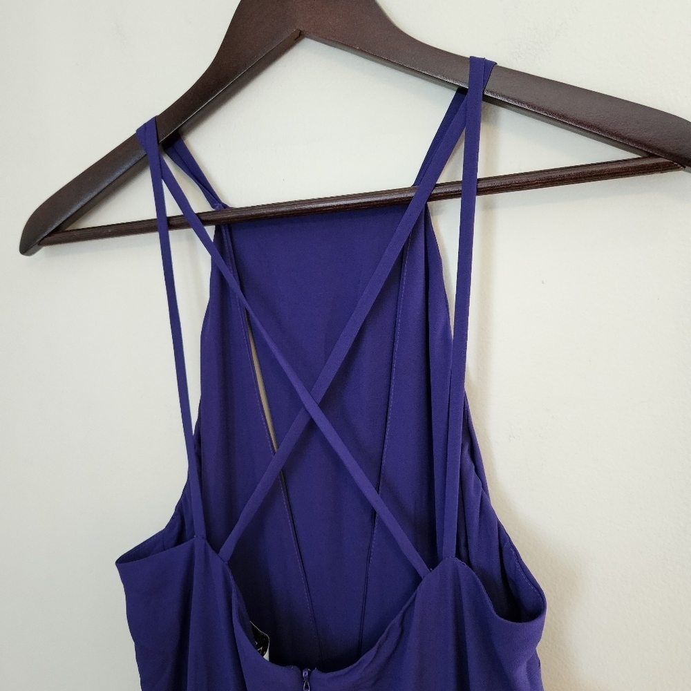 Fame and Partners Gown Purple Maxi Dress Cutouts Sleeveless Formal Slit Womens 6 - Picture 7 of 11